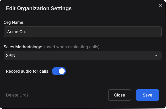 Org Settings