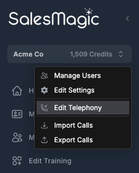 Telephony Menu