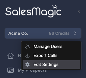 Open the Org settings