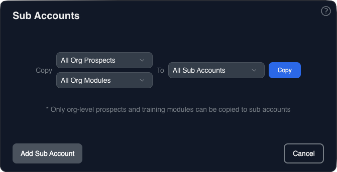 The Sub Accounts menu